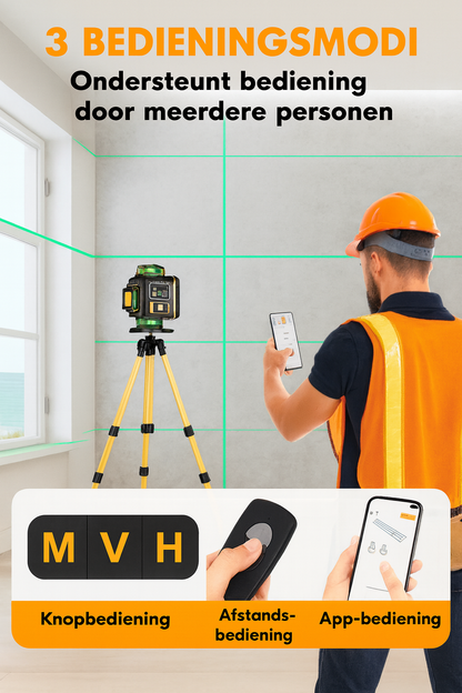 4D 16-Lijn Professionele Groene Laser – 360° Roterend + App & Afstandsbediening